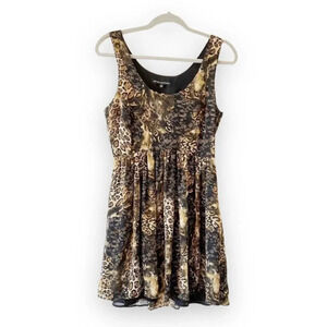 Walter‎ Baker W118 Cheetah and Lace Print Tank Dress Size Small Black Tan Flirty